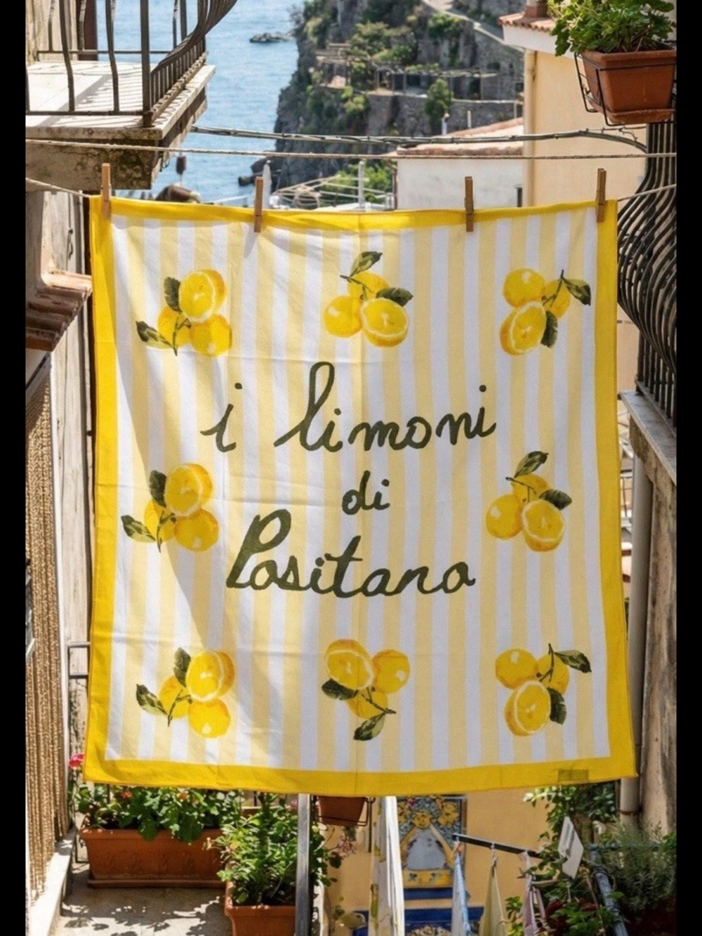 Antica Sartoria 2026 Yellow Lemon Print Scarf Bandana - i limoni di Positano